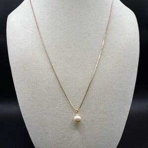 Elegant 14K 18” Gold Pearl Pendant Necklace